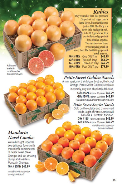 Hyatt Fruit Company Catalog page 15, FLorida Fruit Company shipping oranges and grapefruit gifts since 1946.