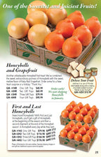 Honeybell Oranges gift boxes pictured on catalog page 25 from Hyatt Fruit Company.