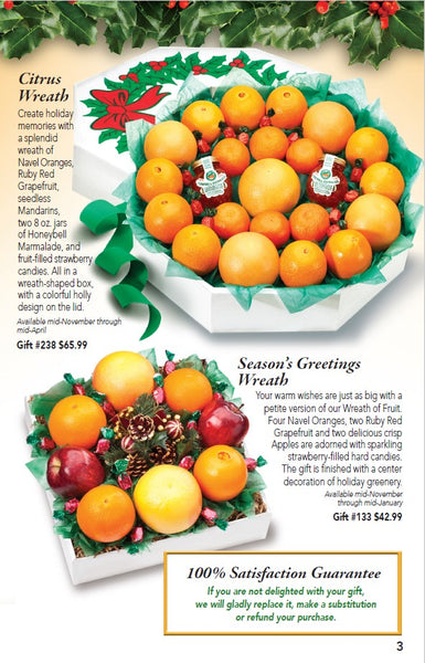 Season's Greeetings Wreath of Fruit (Petite)