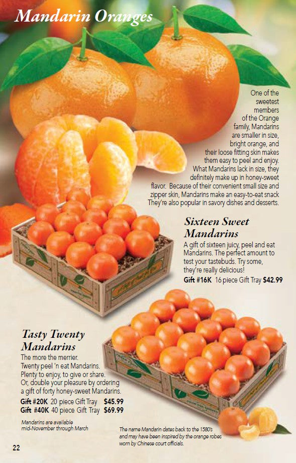 Mandarin Oranges shipped by Hyatt Fruit Company of Vero Beach, Florida