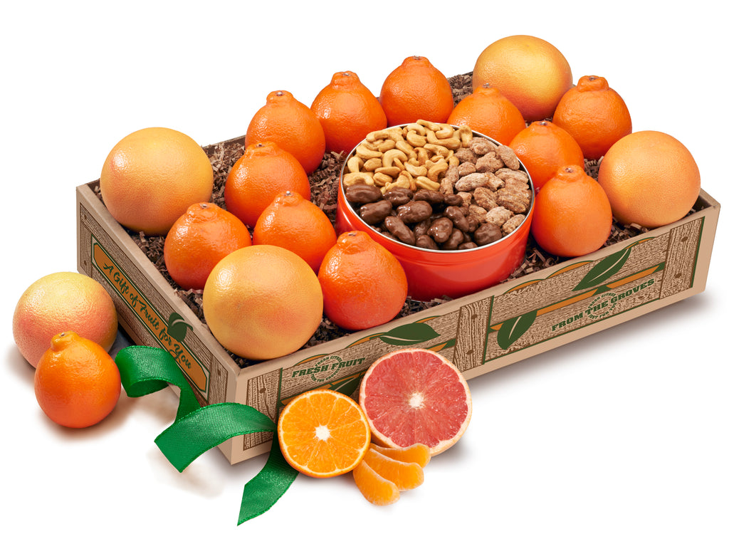 Honeybells, Ruby Red Grapefruit and Nuts Mix - Hyatt's Florida Citrus Gift Baskets