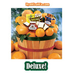 Grove Basket gift overflowing with oranges, grapefruit, chocolate-covered coconut patties and orange marmalade.